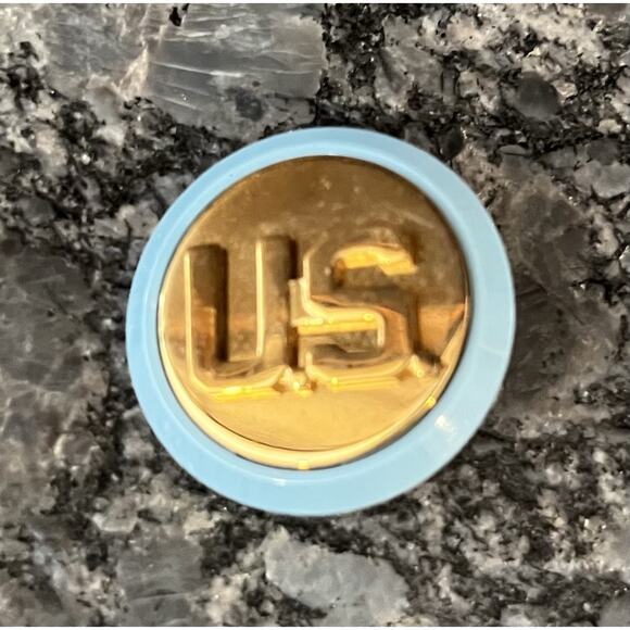 US Army Military Infantry Collar Insignia GI Blue Disk Metal Pin Lapel - Picture 1 of 2